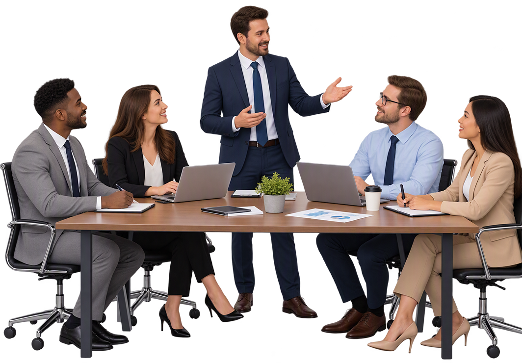 The WIMH Support team at a meeting table